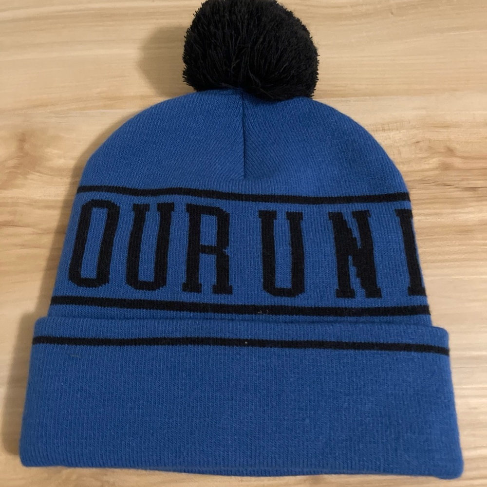 Under Armour Royal Blue Beanie with Black Pom-Pom Mens - Picture 2 of 7